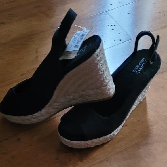 NWT Tom's Wedge Peep Toe - Picture 3 of 6